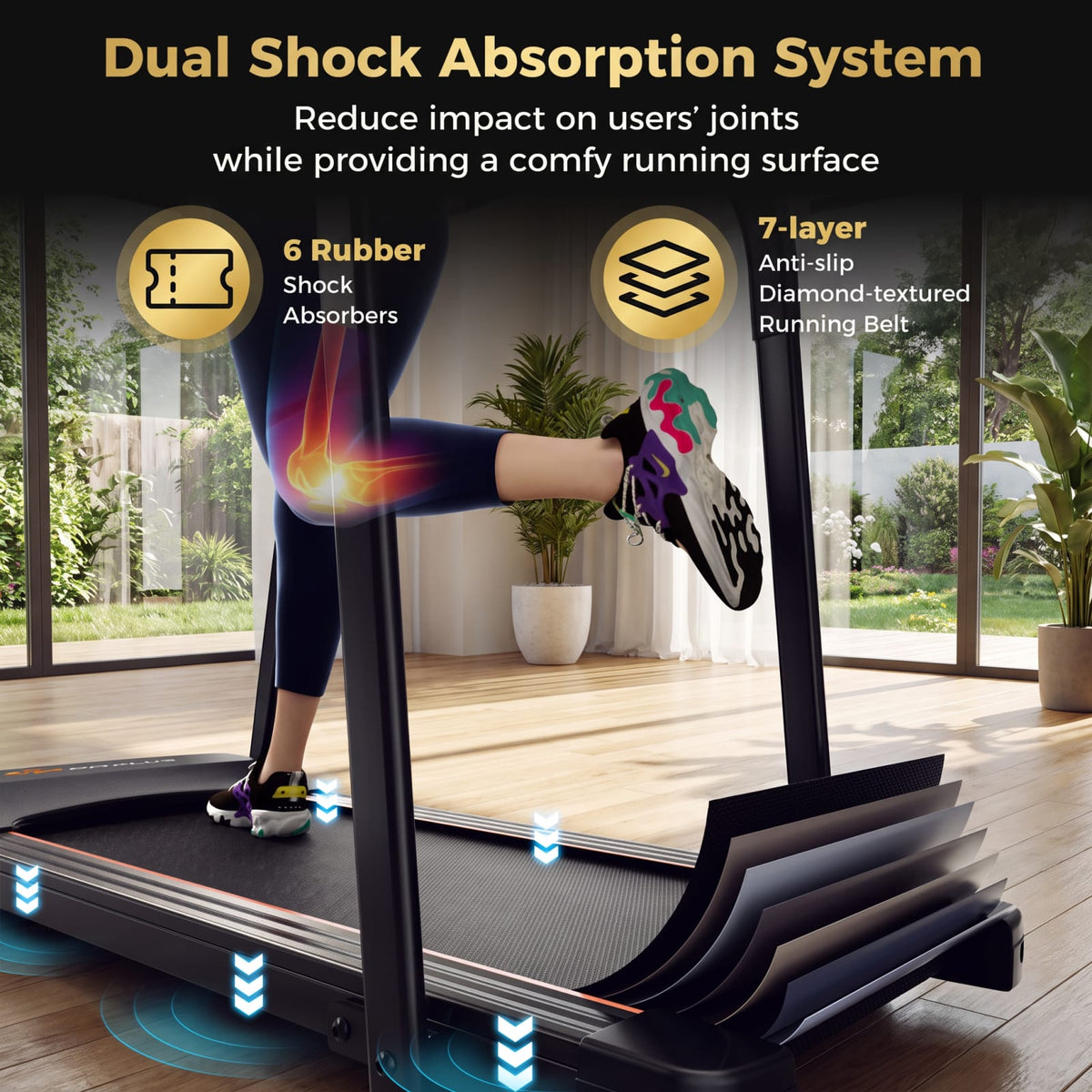 Airfind 2.5 HP Walking Treadmill with Long Handrails and 15 Preset Programs for Seniors Home Gym Low Impact Cardio, Black