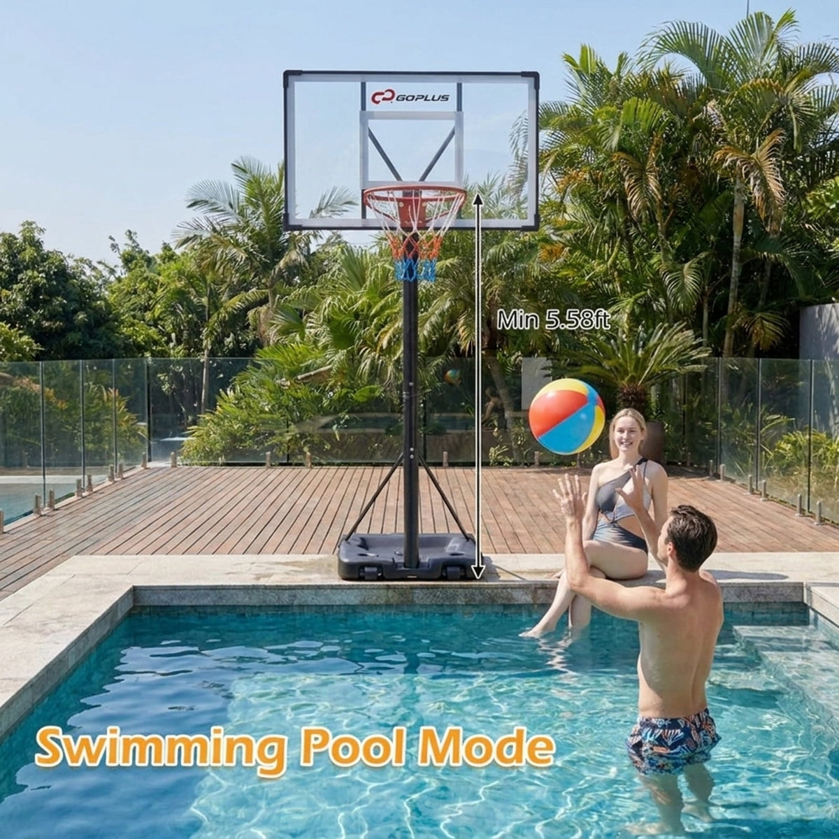 Airfind Portable Basketball Hoop with 10 ft Range and Stabilizing Weighted Base for Backyard and Outdoor Family Play, Black