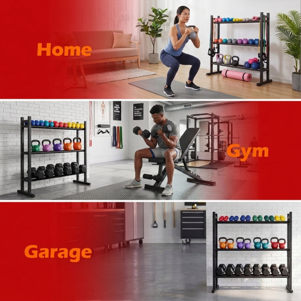 Airfind 3 Tier Dumbbell Rack Heavy Duty Weight Storage Stand with 529 lb Capacity and Adjustable Bar Spacing for Home Gym and Garage, Black