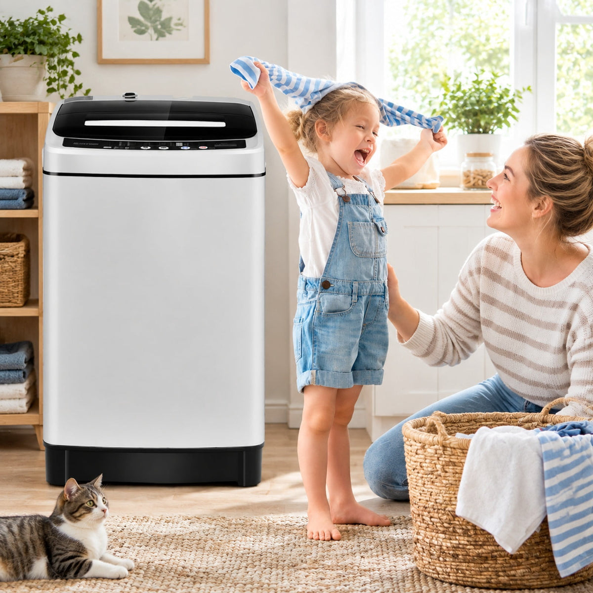 Airfind Full-Automatic Washing Machine 1.5 Cubic Feet 11 LBS Washer and Dryer, Stainless steel PP ABS Frame, 19 x 19 x 33.5 Footprint, Gray
