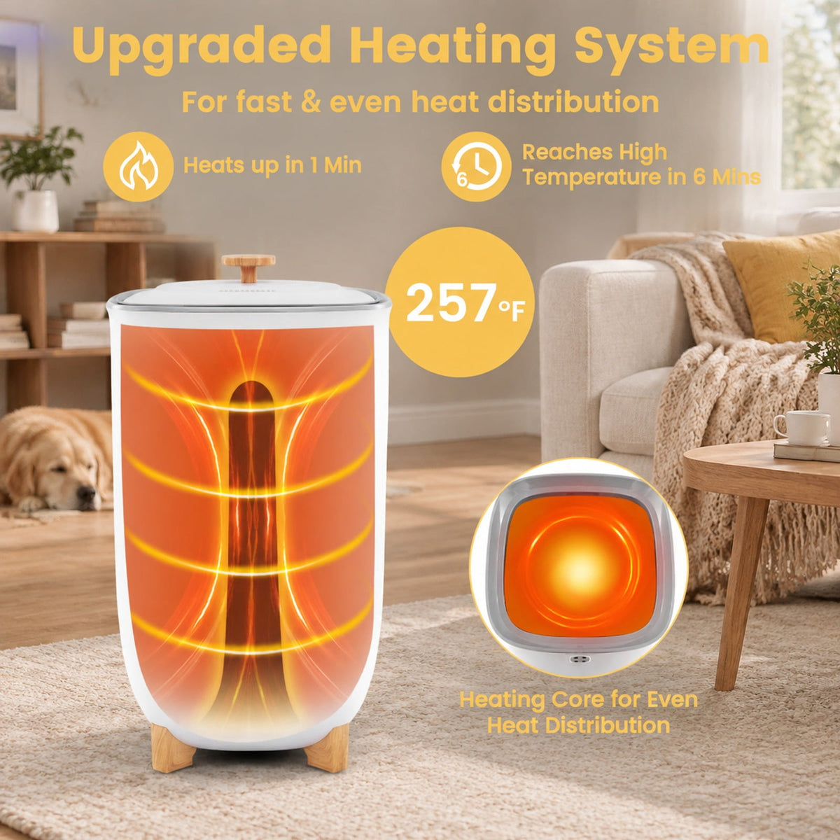 Airfind 40L Towel Warmer Luxury Hot Towel Bucket featuring 2 Heating Temperatures, PP PC Stainless Steel Frame, 14.5 Inch x 14.5 Inch x 26 Inch Footprint, White