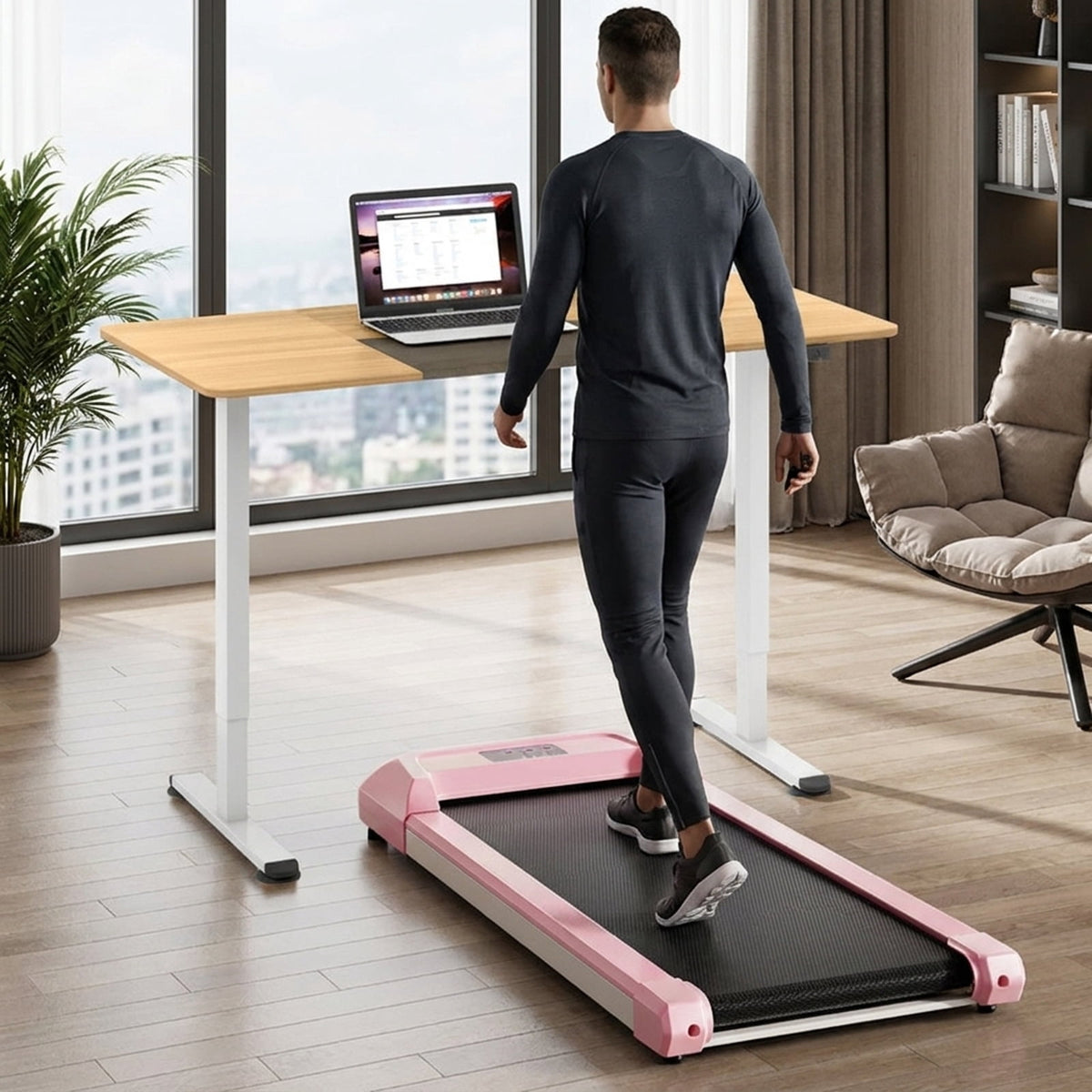 Airfind 3-in-1 Folding Treadmill with Incline 3 HP Walking Treadmill for Home with Smart App and Bluetooth Speaker and Heart Rate Monitor, Pink