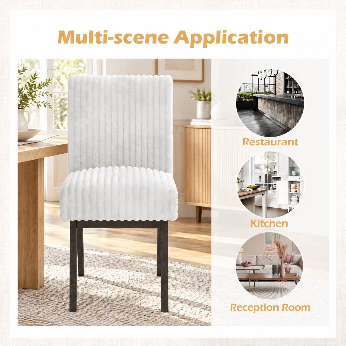 Airfind Dining Chairs Set of 2 Fabric Upholstered Kitchen Chairs with Padded Seatand Rubber Wood Legs-Gray and White, 400 lbs Capacity, Gray