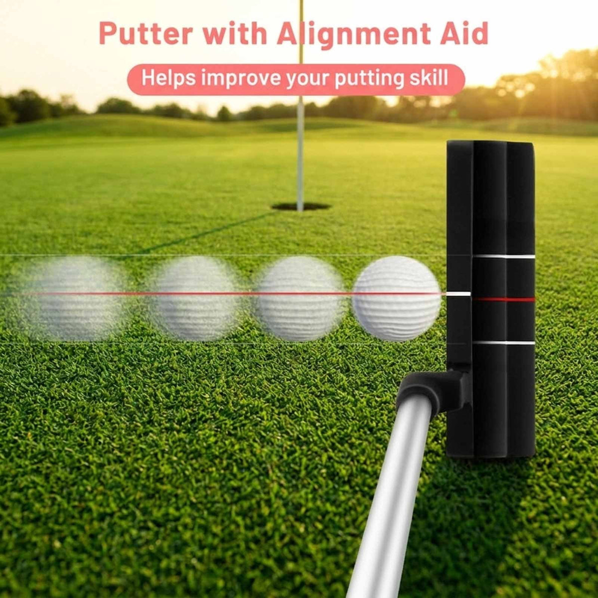 Airfind Children Golf Club Set for Ages 5-7 with 4 Pieces and a Lightweight Design Plus Fiberglass Clubs and a Portable Stand Bag as a Complete Golf Club Set, Red