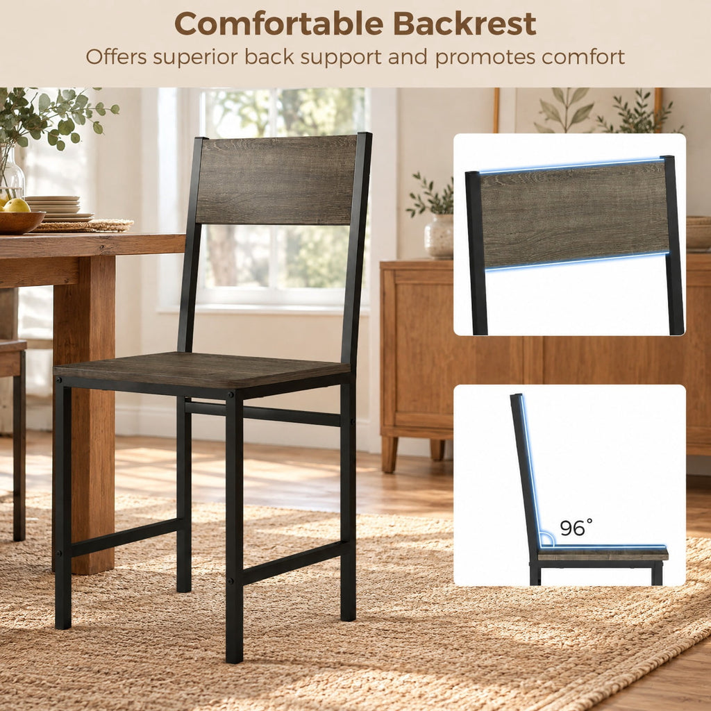 Airfind Set of 4 Dining Chairs with Metal Legs and Slanted Back, 300 lbs Capacity, Metal Engineered Wood Frame, 17.5 x 16 x 34 Footprint, Gray