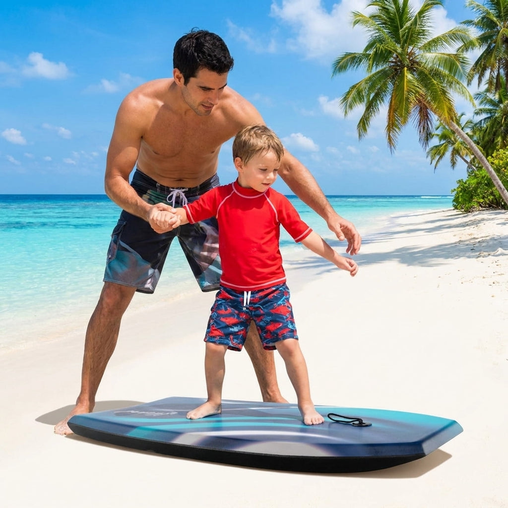 Airfind 33 Boogie Board with Tropical Reef Graphic Deck ¡ª EPS Core, XPE Top, HDPE Slick Bottom, Crescent Tail, Coiled Wrist Leash