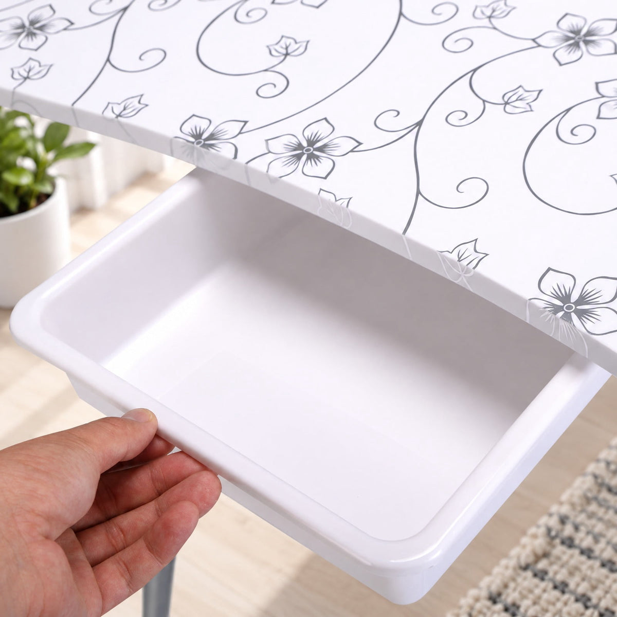 Airfind Foldable Portable Manicure Table with Drawer Casters and Cushion, MDF Metal Frame, 35.5 x 14.5 x 27 Footprint, White
