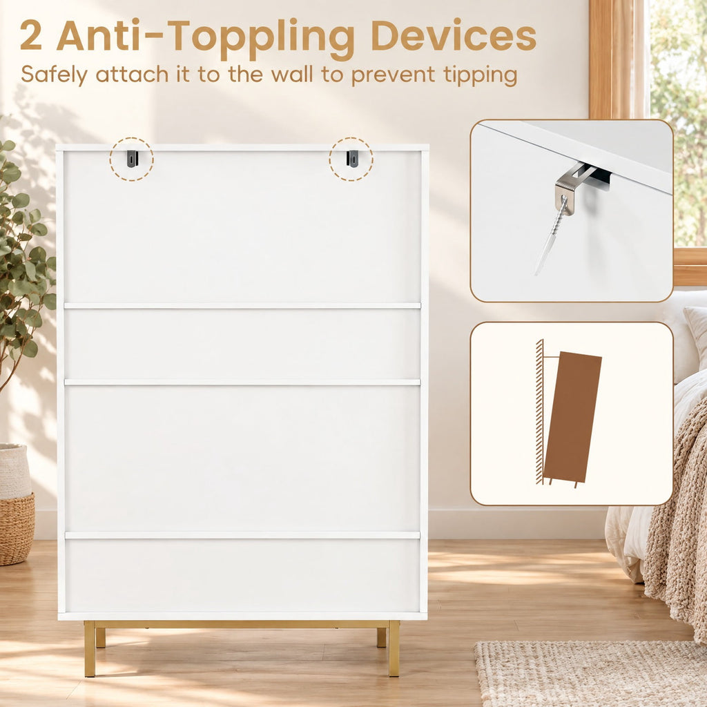 Airfind 43 Inch 6-Tier Tall Shoe Cabinet with Double Doors, 66 lbs Capacity, Engineered Wood Metal Frame, 30in x 14in x 43in Footprint, White