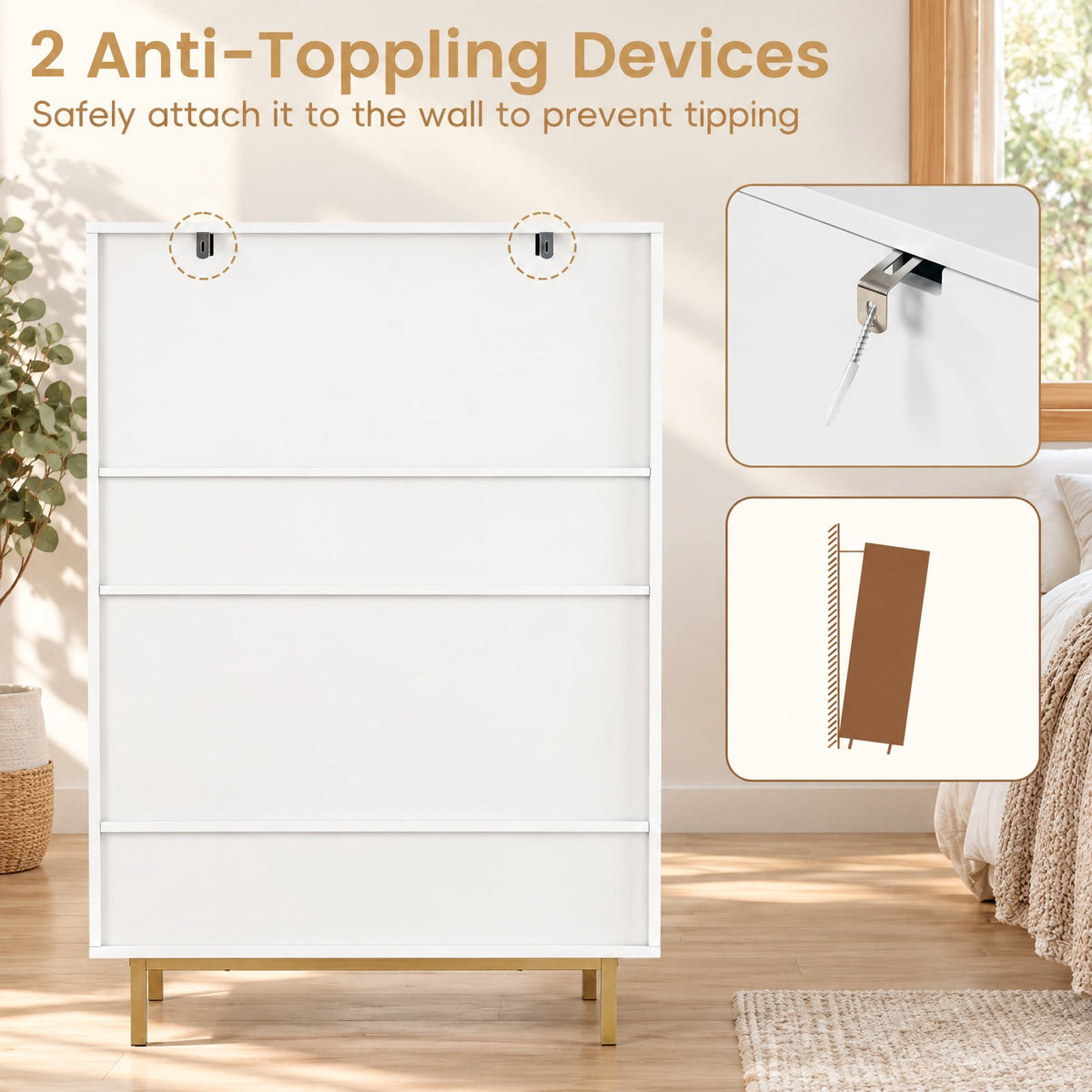Airfind 43 Inch 6-Tier Tall Shoe Cabinet with Double Doors, 66 lbs Capacity, Engineered Wood Metal Frame, 30in x 14in x 43in Footprint, White