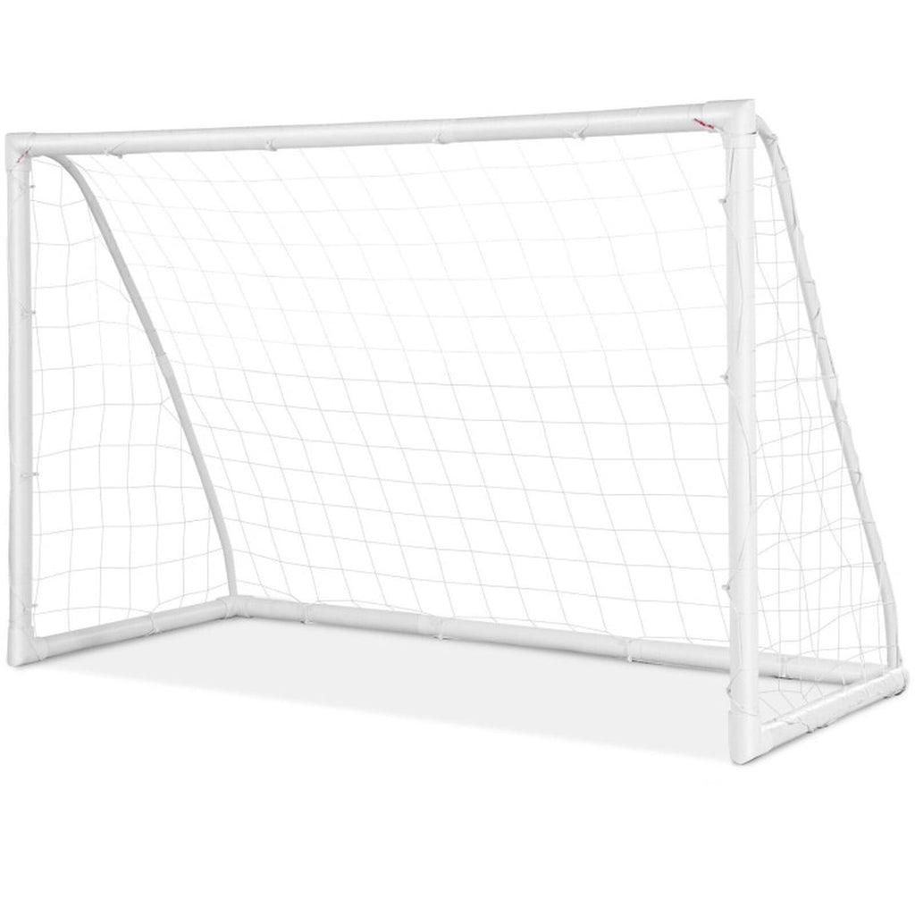 Airfind 6x4 Feet Outdoor Backyard Soccer Goal with Heavy-Duty UPVC Frame and Ground Pegs and Carry Bag and All-Weather Net for Kids Youth Practice Training, White