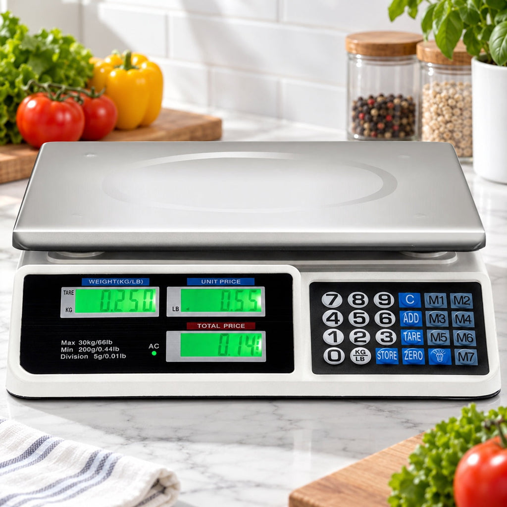 Airfind 66 lbs Electronic Price Computing Scale with LCD Screen Display, 66lbs Capacity, ABS Frame, 13.5 x13 x4 Footprint, Steel
