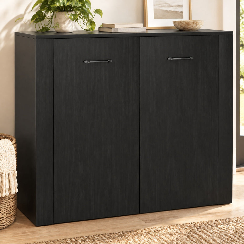Airfind 38 Inch Buffet Modern Sideboard Cabinet with Storage, 88 lbs Capacity, Engineered Wood Frame, 38 Inch x 15.5 Inch x 32.5 Inch Footprint, Black