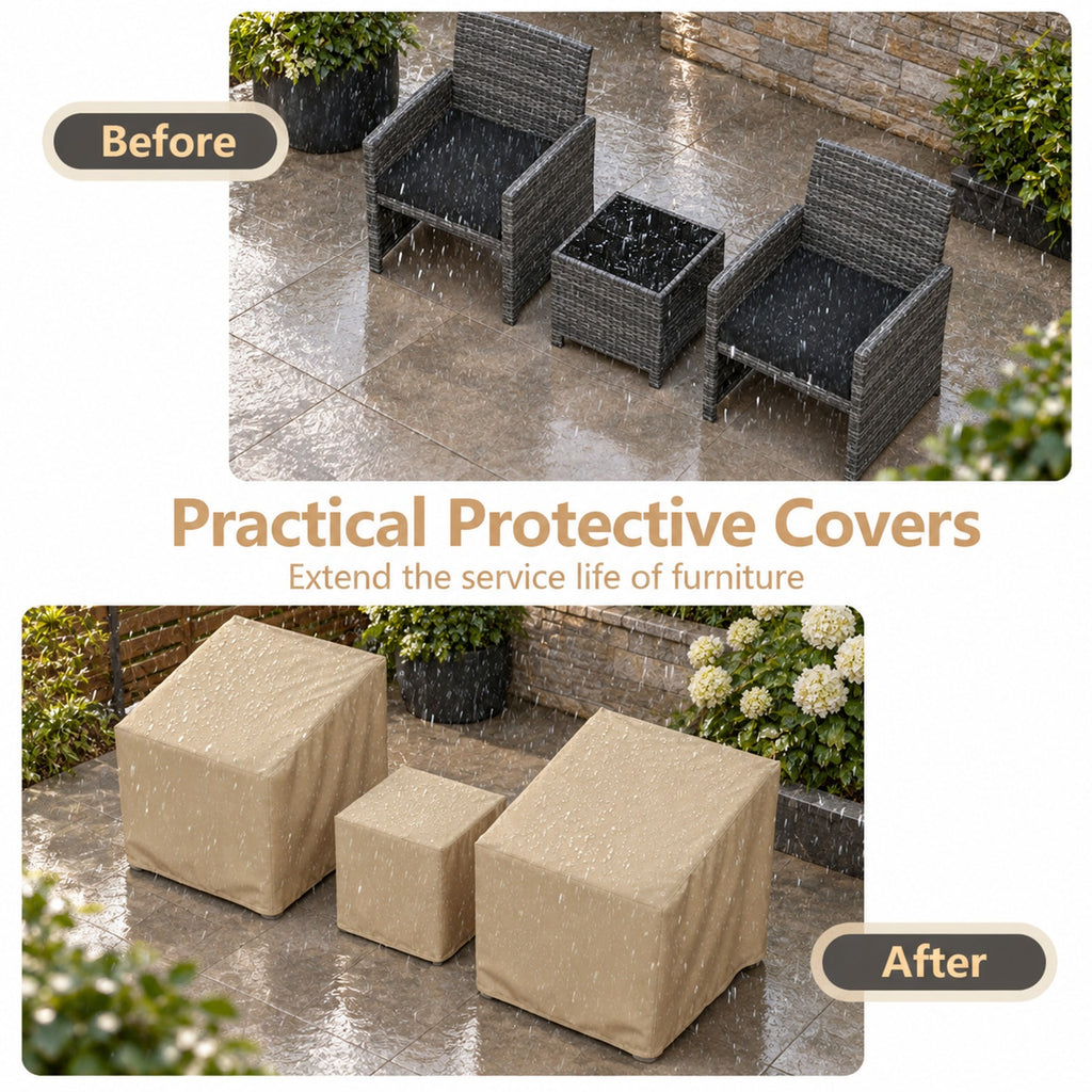 Airfind Patio Furniture Covers Waterproof Outdoor Conversation Covers for 3 Pieces Bistro Set, Polyester PU Frame, 32 x 30 x 24.5 Footprint