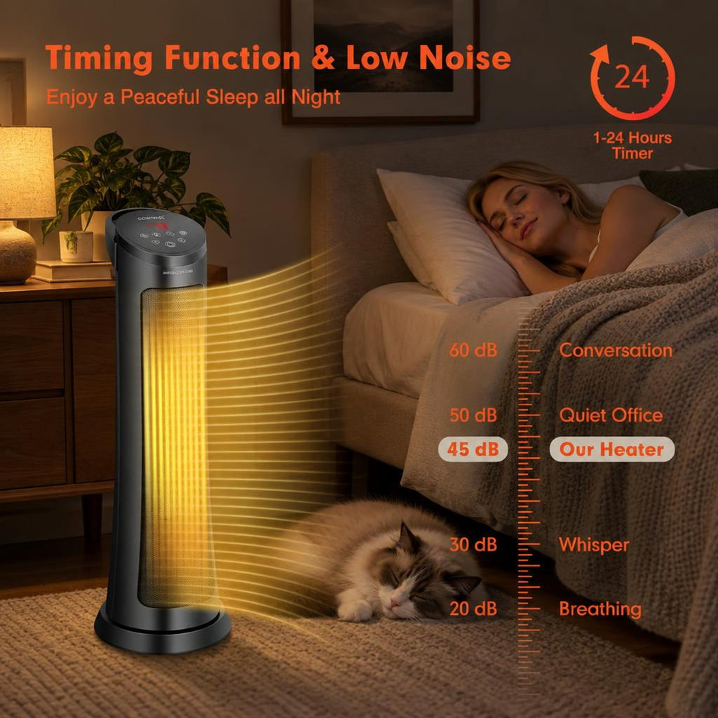 Airfind 1500W PTC Fast Heating Space Heater with Remote Control, ABS PP PA66 PC steel Frame, 10 x 10 x 29(L x W x H) Length of Footprint, Black