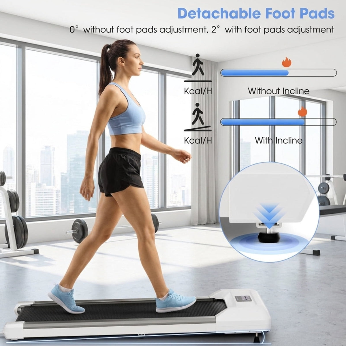 Airfind 3-in-1 3HP Folding Treadmill for home with smart app and incline plus Bluetooth speaker and heart rate monitor for walking and running, White