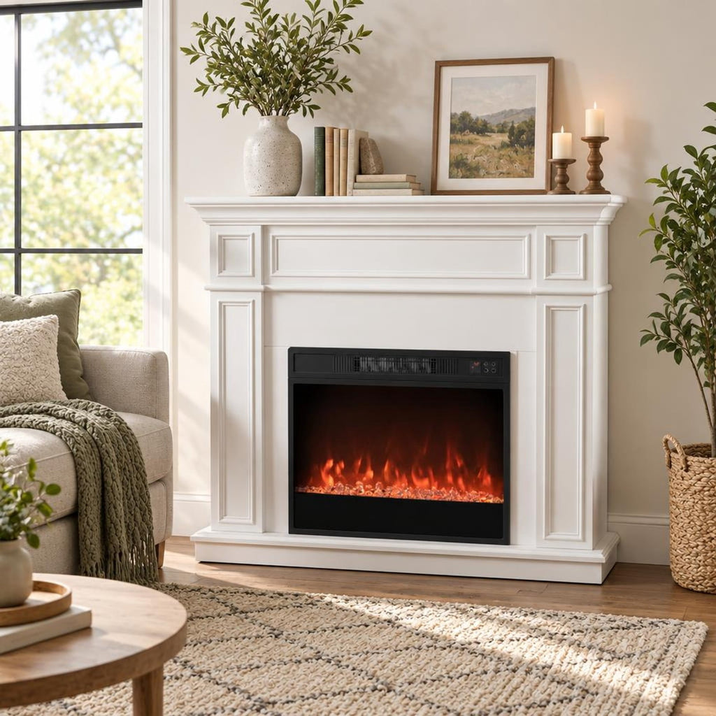 Airfind 5000 BTU 23-Inch Electric Fireplace Insert featuring Remote Control and Brightness, Metal Tempered Glass PP Frame, Black