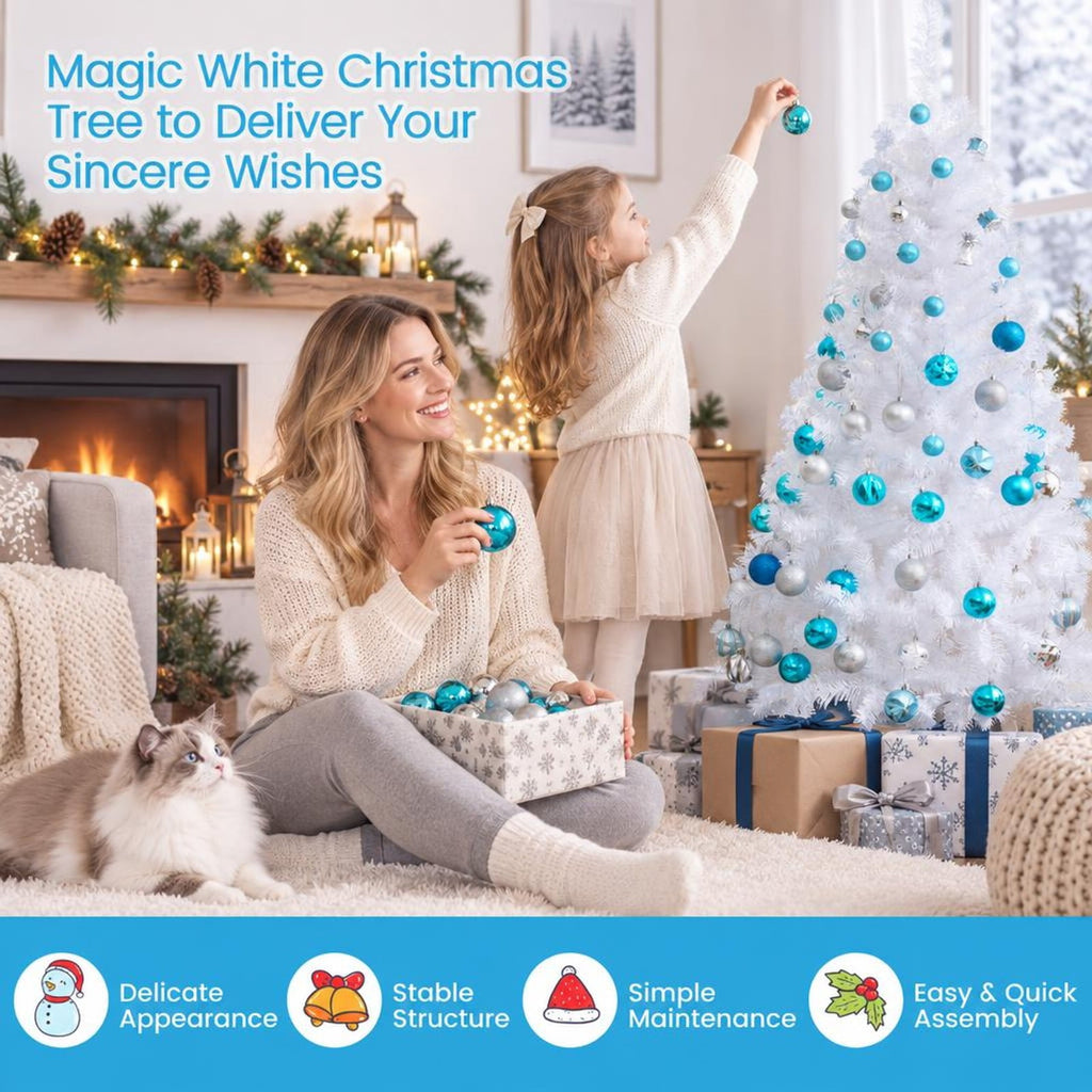 Airfind 5 ft White Artificial PVC Christmas Tree, PVC Frame, White, Made from brand new and high quality PVC, Durable metal stand to help prop the tree