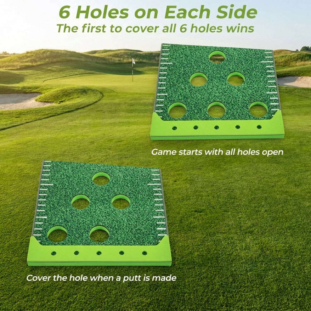Airfind Premium Golf Hitting Practice Mat with thickened turf simulation and rubber anti-slip base plus ball tee holes for backyard driving practice, Green