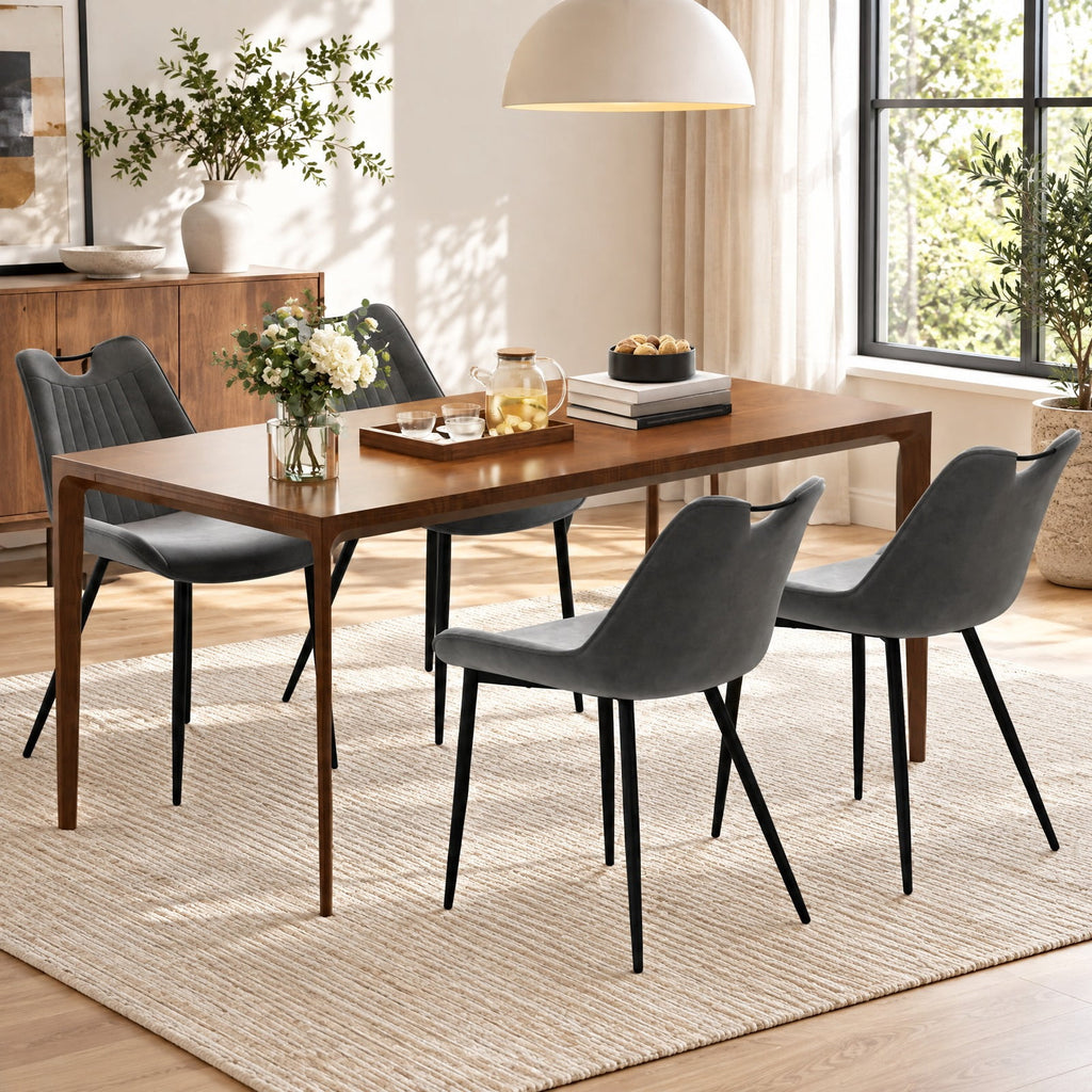 Airfind Dining Chair Set of 4 Faux Leather Upholstered Kitchen Chairs with Metal Legs, 330 lbs Capacity, PU Leather Sponge Metal GR/TU Frame, Gray