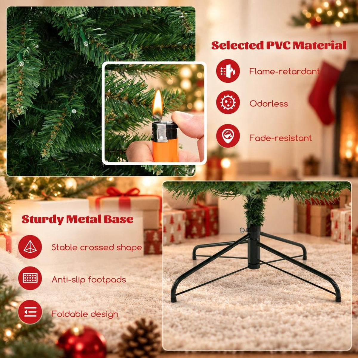 Airfind 8 FT Corner Artificial Christmas Tree with 1137 Branch Tips and 360 Warm White LED Lights, White