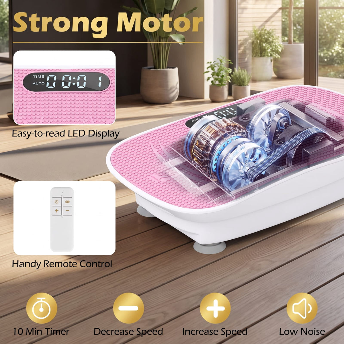 Airfind Vibration Plate Exercise Machine with 10 Speed Levels and Remote for Whole Body Workout Lymphatic Drainage, White