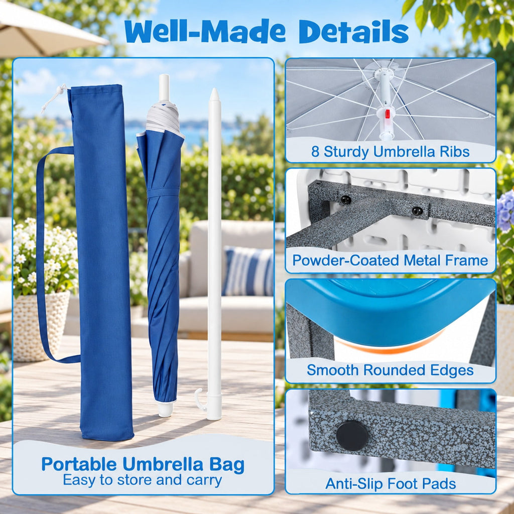 Airfind Kids Picnic Table with Benches Seats up to 4, 660 lbs Capacity, Metal Frame, for 3+ years old, 40 x 39.5 x 59 Tabletop Footprint, Blue