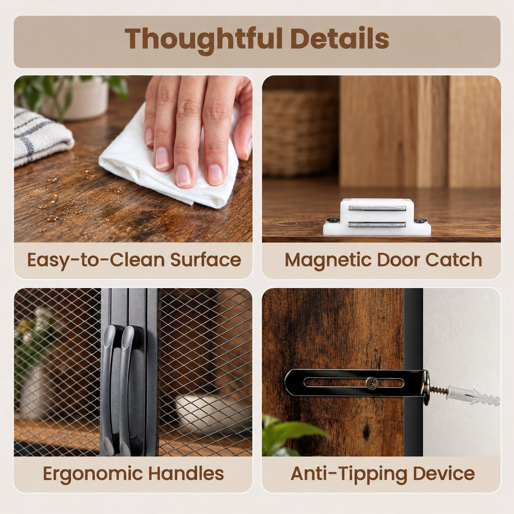 Airfind Industrial Coffee Bar Cabinet, Industrial Bar Cabinet with 2-Tier Storage Compartment, 88 lbs Capacity, Engineered Wood Metal PVC, Coffee