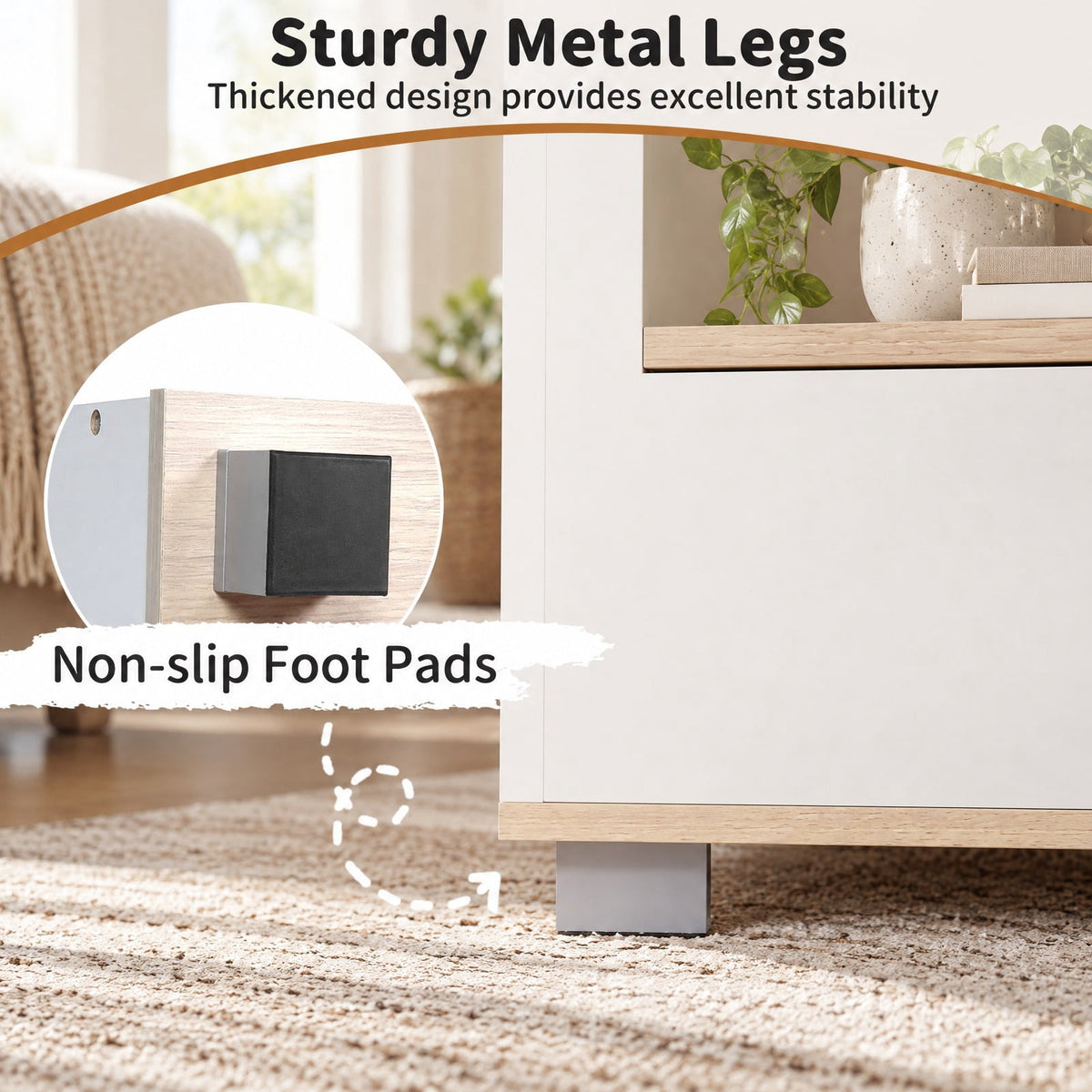 Airfind Wooden Semi-enclosed Cat Condo with Kitty Head-shaped Entry and Metal Legs, 44 lbs Capacity, Engineered Board Metal Frame, Natural