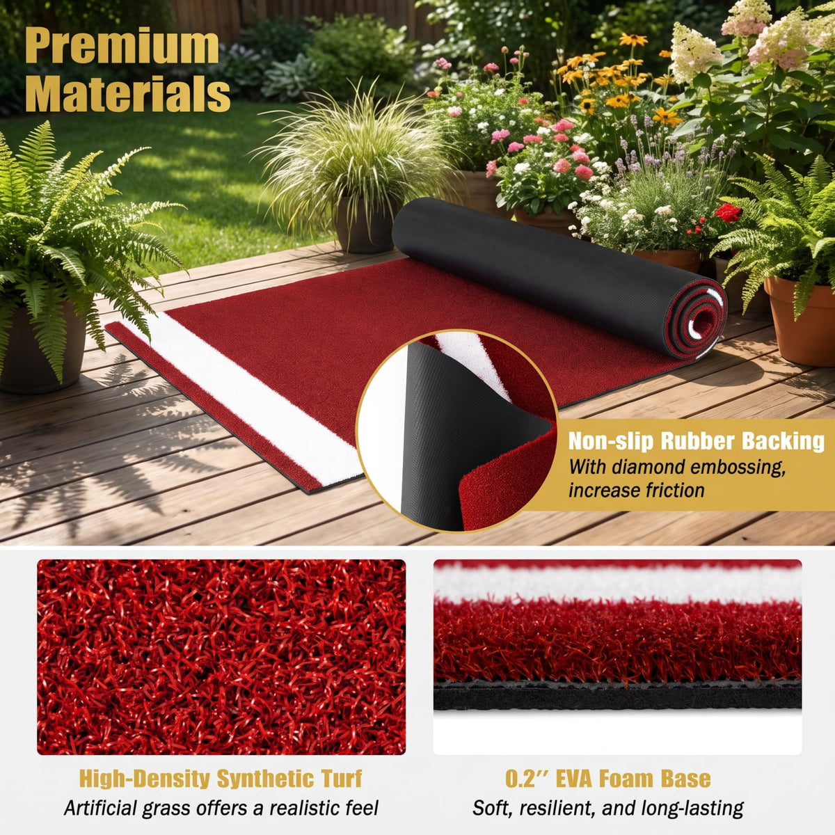 Airfind Softball Pitching Mat 10 x 3 Feet Softball Training Aid with Turf Surface and Pitching Plate and Carry Strap, Red
