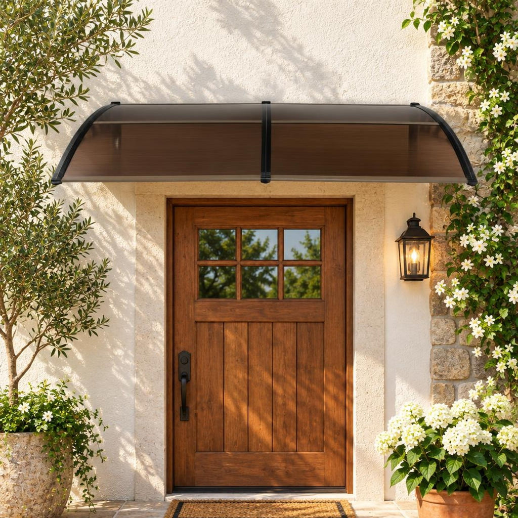 Airfind Outdoor Front Door Patio Overhang Awning for Sunlight Rain Snow Wind Protection-78 x 35 Inch, 44 lbs Capacity, 48 x 40 x 11 Footprint