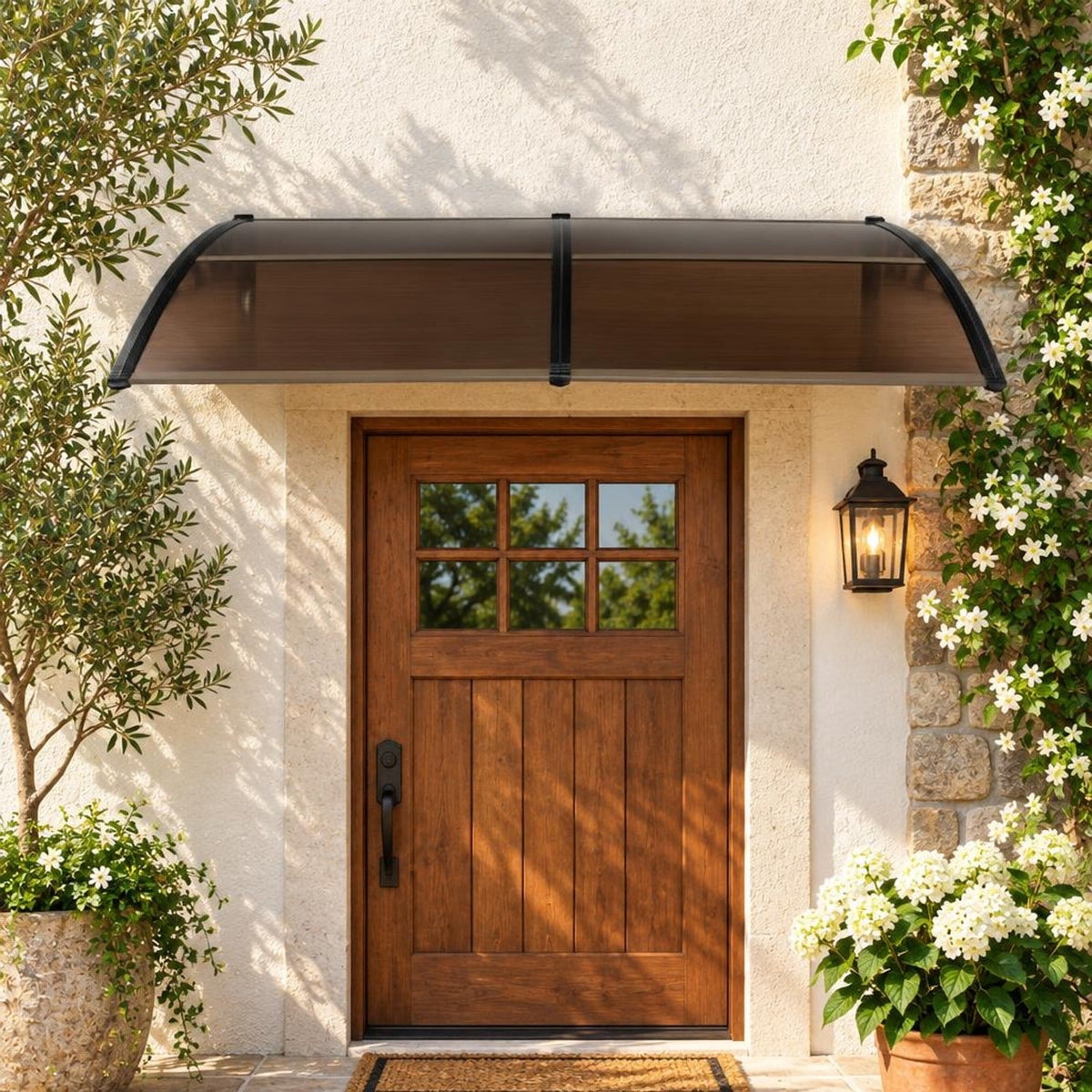 Airfind Outdoor Front Door Patio Overhang Awning for Sunlight Rain Snow Wind Protection-78 x 35 Inch, 44 lbs Capacity, 48 x 40 x 11 Footprint