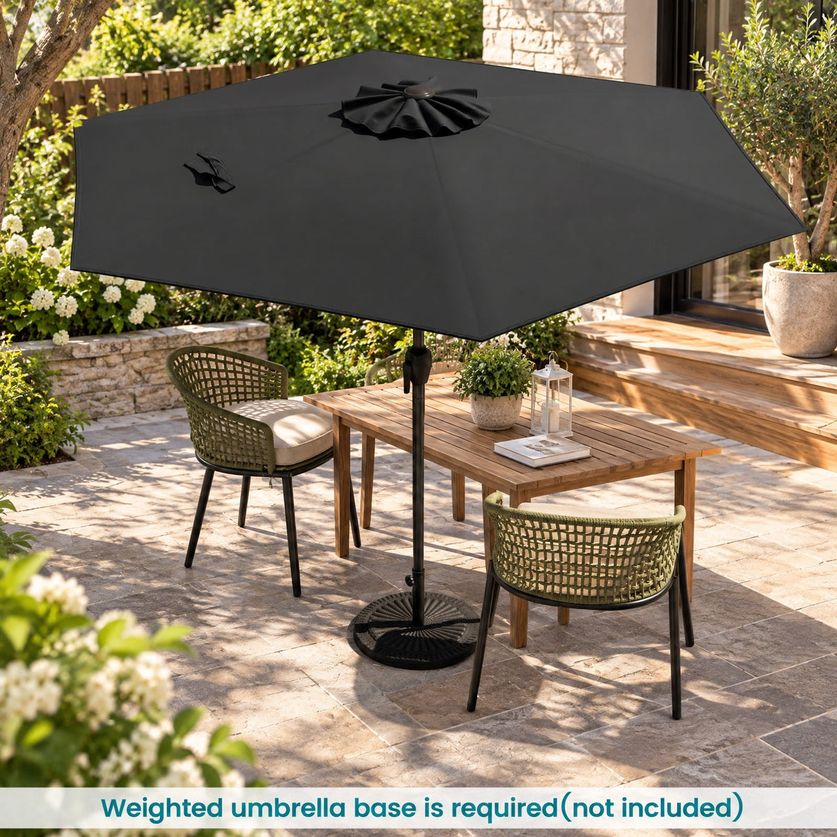 Airfind 7.5 feet Outdoor Patio Heavy Duty Market Umbrella with Push Button Tilt, Metal Polyester Frame, Black