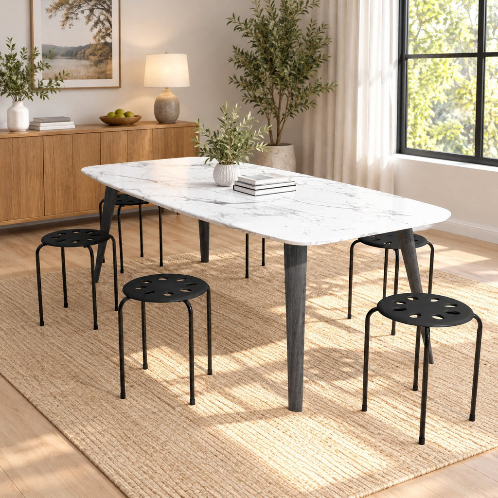 Airfind Set of 6 Portable Plastic Stack Stools, 220 lbs Capacity, Steel Frame, 14.5 x 14.5 x 17.5 Footprint, Black