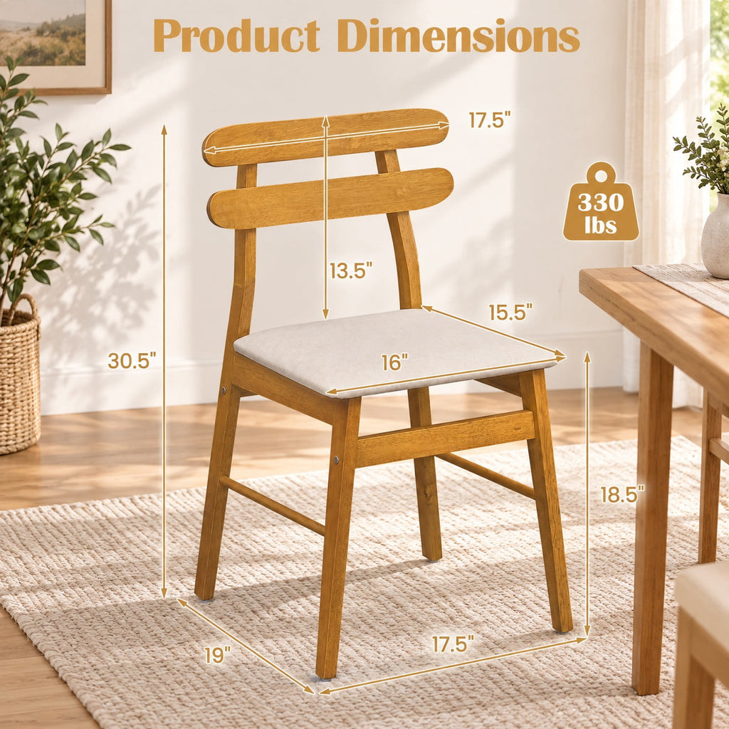 Airfind Set of 2 Upholstered Dining Chairs with Padded Seat and Solid Wood Legs, 330 lbs Capacity, Engineered Wood Sponge Engineered Wood Frame