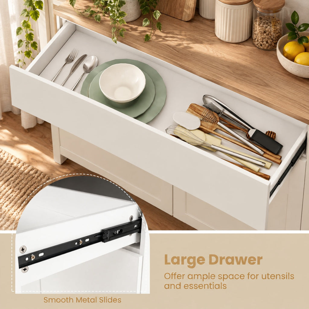 Airfind Sideboard Buffet Cabinet with Storage Wooden Kitchen Storage Cabinet, 44 lbs Capacity, Engineered Wood MDF PP Frame, White