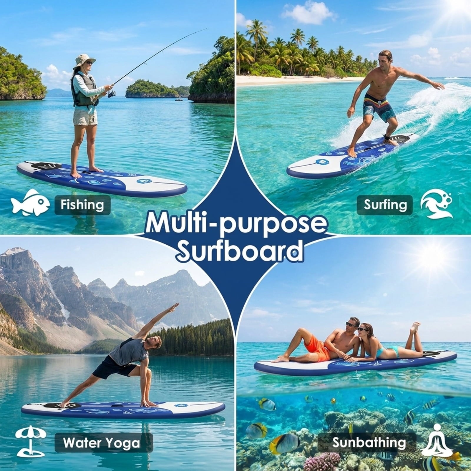 Airfind 6FT Foam Surfboard for Beginners, Adults Kids ¡ª 3 Detachable Thruster Fins, EPS Core, HDPE Slick Bottom, Leash Traction Pad Included (White)