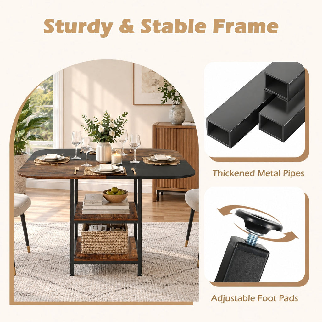 Airfind 47.5 inch Modern Dining Table Square Kitchen Table with Mix-colored Tabletop, 176 lbs Capacity, Engineered Wood Metal Frame, Coffee
