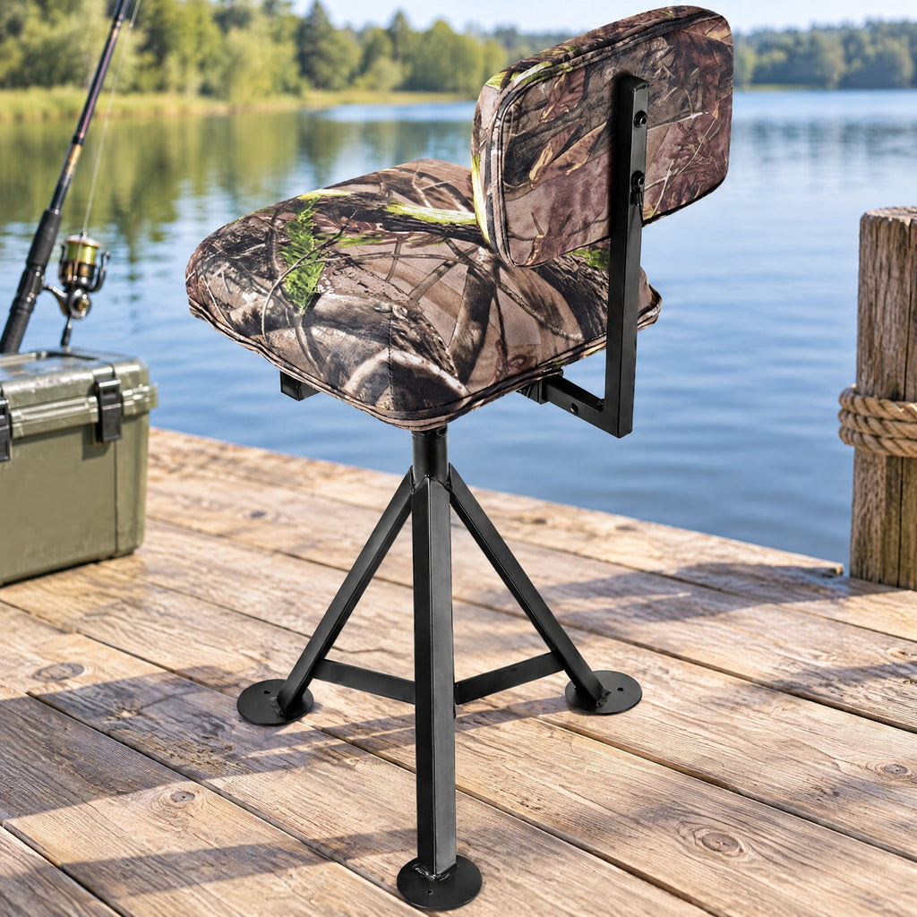 Airfind Swivel Hunting Chair Tripod Blind Stool with Detachable Backrest, 330 lbs Capacity, Steel fabric Frame, 16 Inch x 15 Inch x 30 Inch -38.5 Inch Footprint