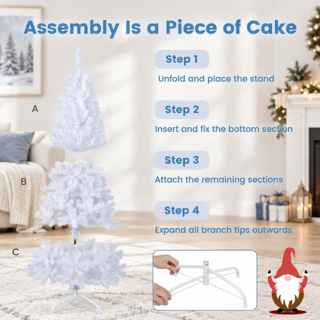 Airfind 7 ft White Artificial PVC Christmas Tree with Stand, PVC Frame, White, Made from brand new and high quality PVC