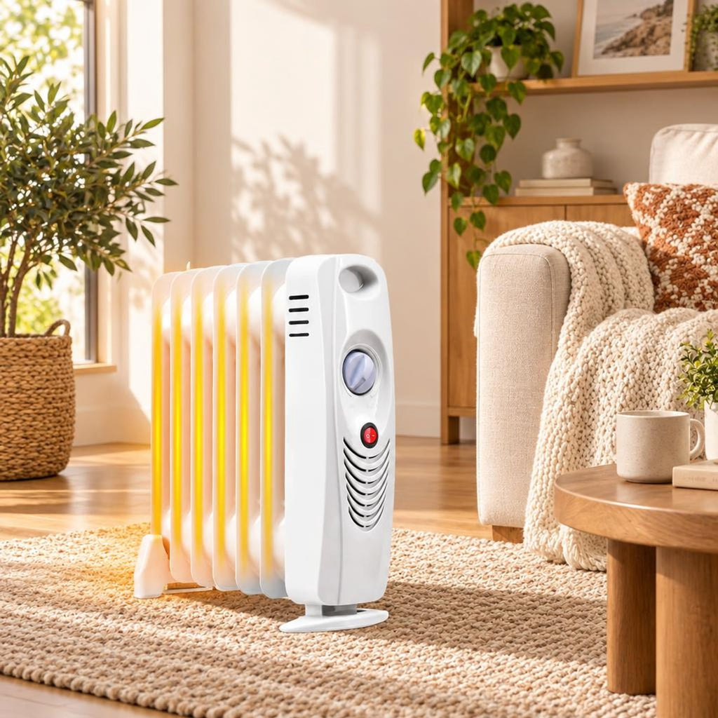Airfind 700 W Portable Mini Electric Oil, 5.5 x 12 x 14 Footprint, White, Overall dimension 5.5 x 12 x 14