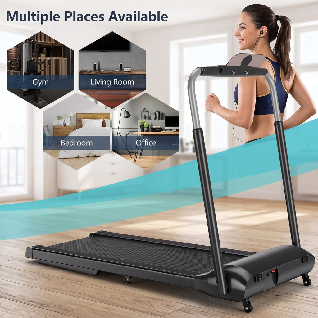 Airfind Compact Folding Treadmill with 3.0HP Motor, Touch Screen APP Control, 5-Layer Running Belt, Portable Home Office Electric Walking Running Machine, 265, Black