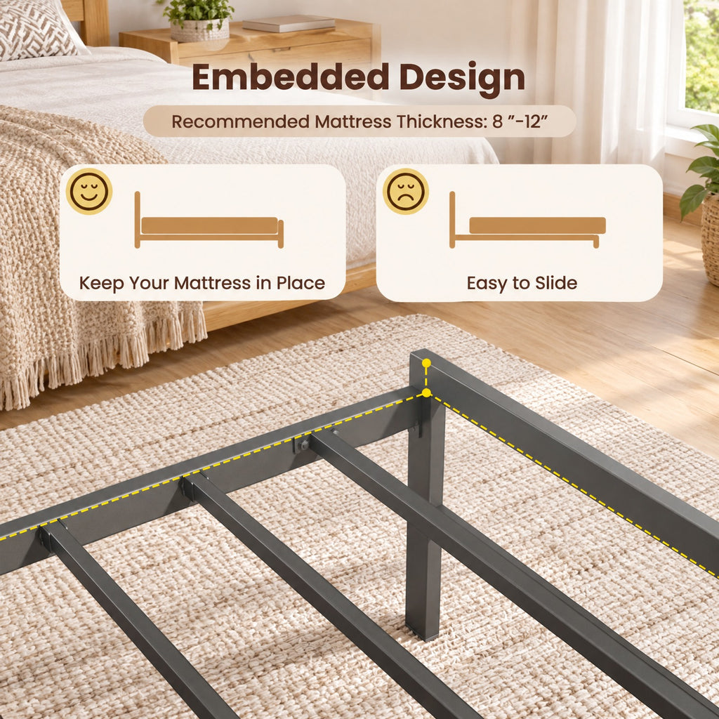 Airfind Full Size Bed Frame with Headboard LED Lights and Charging Station, 660 lbs Capacity, Metal Engineered Wood MDF Frame, Brown