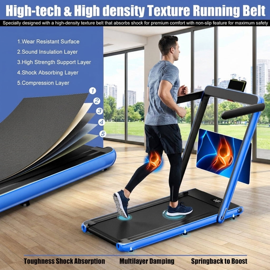 Airfind 2.25HP 2-in-1 Walk-to-Run Folding Treadmill with APP Sync Audio Console, Navy