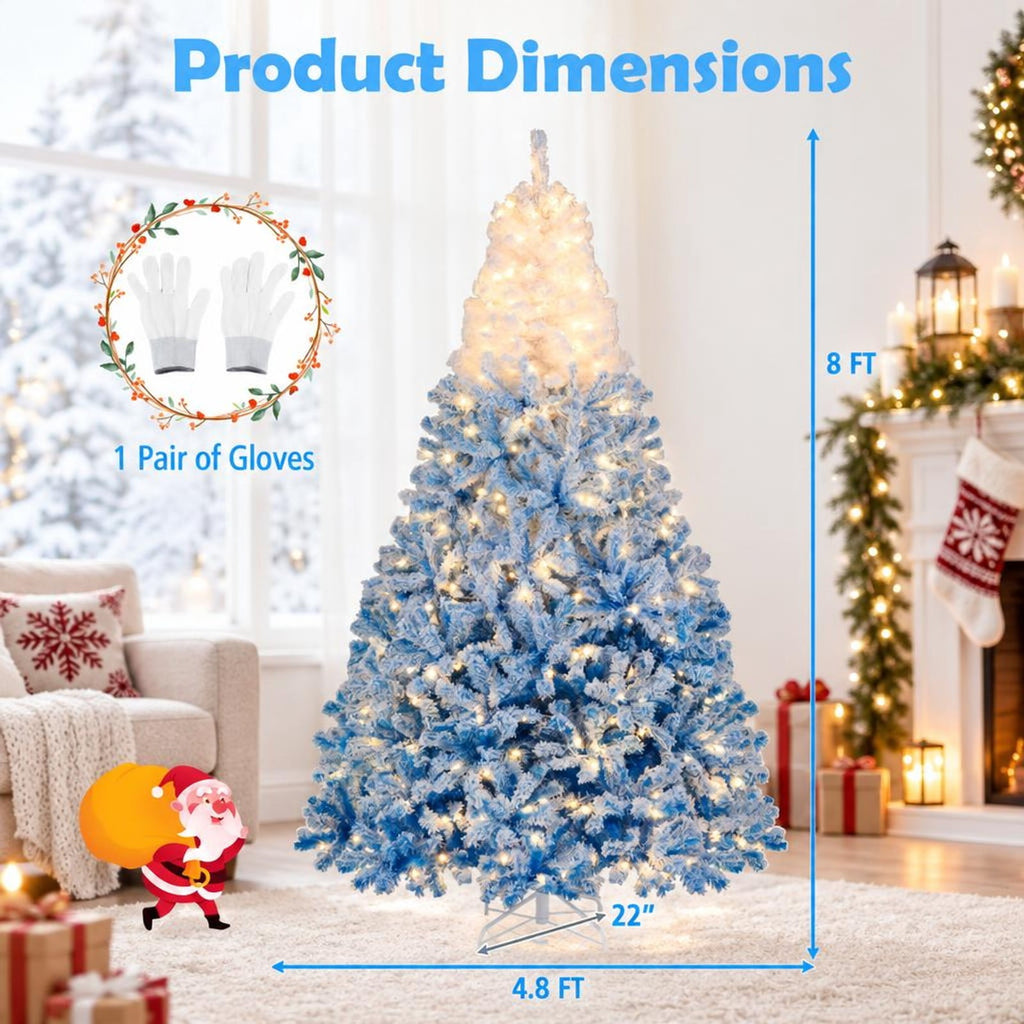Airfind 5/6/7/8 FT Artificial Christmas Tree with Warm White LED Lights and 8 Modes-8 Feet, PVC Metal Tree Height 5 ft Tree Width 3.1 ft Frame