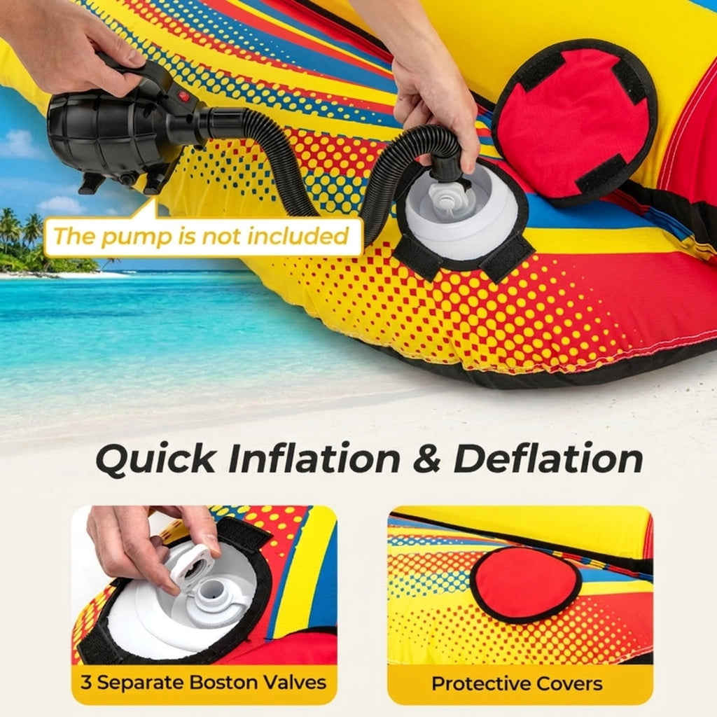 Airfind 3-Rider Inflatable Banana Tow Boat with Cushioned Seats, Yellow