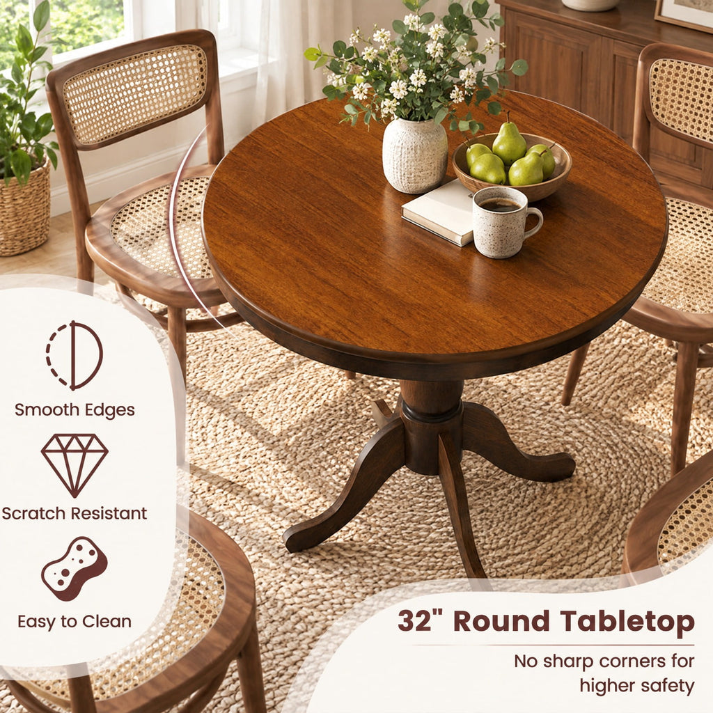 Airfind 32 Inch Wooden Round Pub Pedestal Side Table, MDF board Pedestal Frame, 32 x 30 Footprint, Walnut