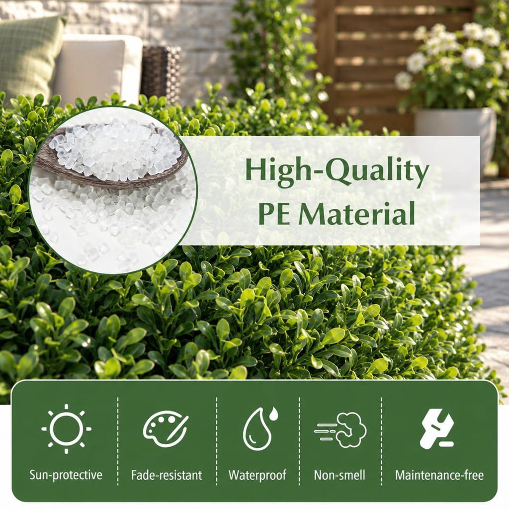 Airfind 12-Pieces 20 Inch x 20 Inch Artificial Hedge Boxwood Panels, PE Each Frame, Green, Panel Size 20 x 20