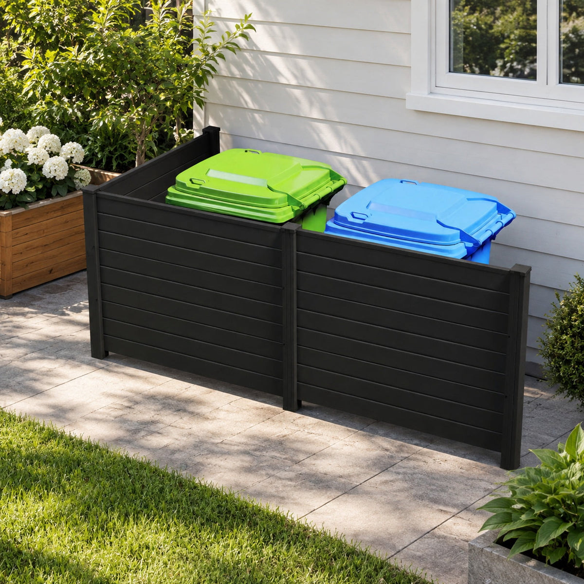 Airfind 48 x 38 Inch Air Conditioner Fence 3 Panels with Metal Ground Stakes for Patio Backyard, PP ABS Galvanized Metal Frame, Black