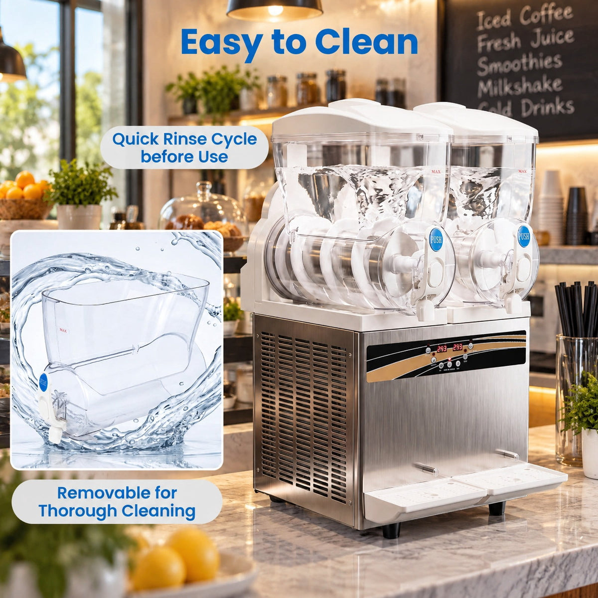 Airfind 8 Gal Commercial Slushie Machine with LED Lights, Silver, 2 tanks for serving drinks in 2 flavors, Get your slush prepared in about 30 minutes