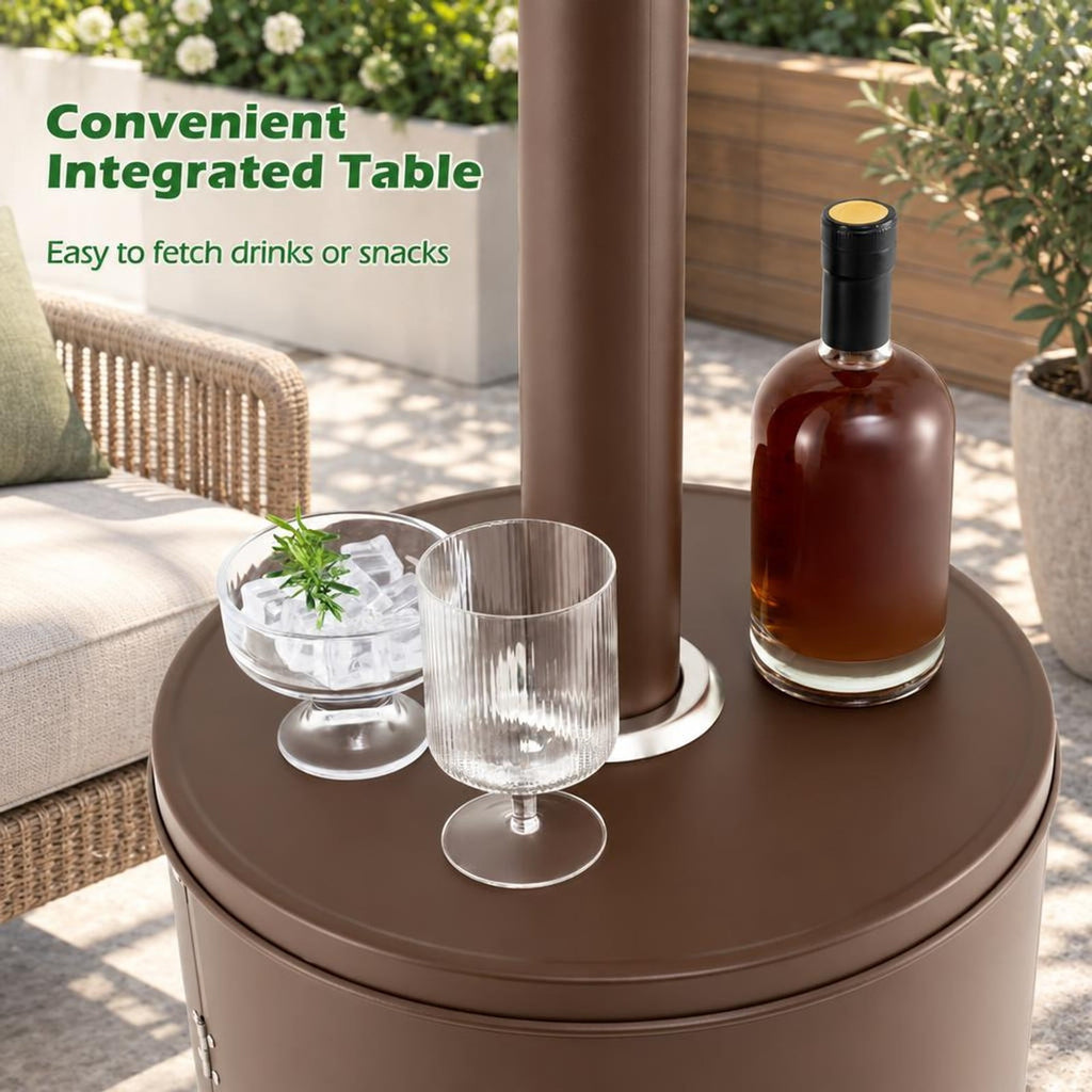 Airfind 50000 BTU Propane Patio Heater with Round Table Design, Aluminum 304 Stainless Steel Metal Frame, 32 x 87 Footprint, Brown